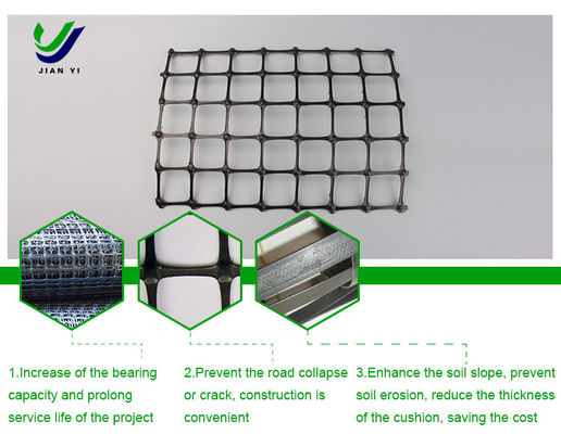 Reforçado Bi-Axial plástico Geogrid resistente a ácidos e álcalis 15 ~ 50KN/m