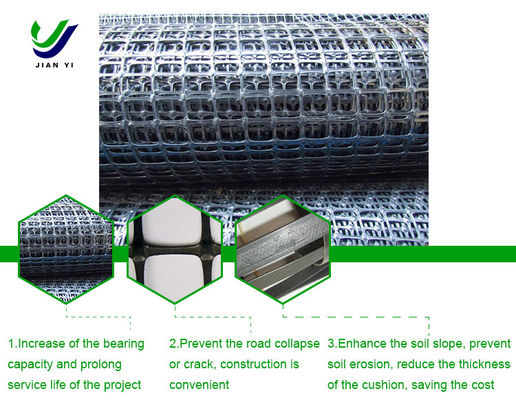 Geogrid de plástico biaxial de 4 a 5 m para proteção de encostas e reforço de fundações