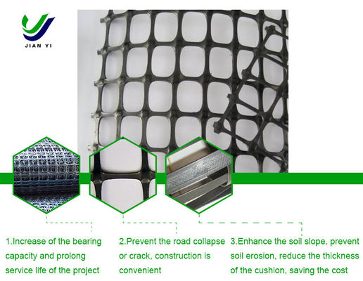 Proteção de inclinação PP Biassal Geogrid para aumentar a carga e evitar rachaduras