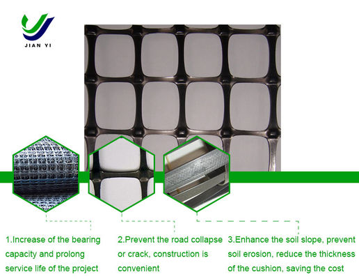 Materiais de polipropileno Bi-axial Geogrid de plástico para reforço da inclinação do solo