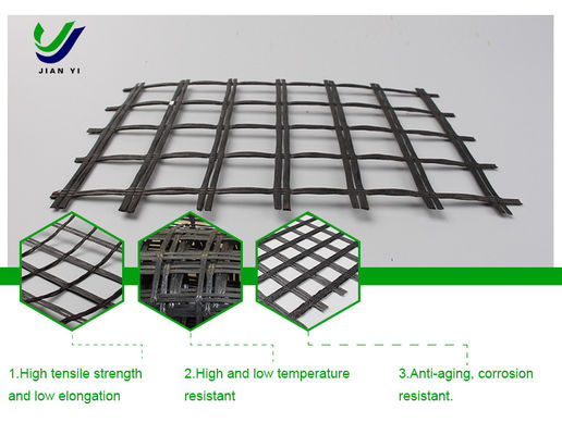 Geogrids de fibra de vidro resistentes ao envelhecimento 12 ~ 50 mm × mm para pistas de aeroporto