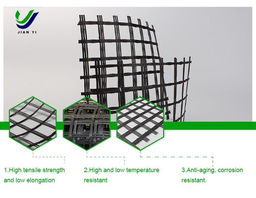 Corrosão resistente Fibra de vidro Asfalto Geogrid Prevenção de rachaduras 12 ~ 50 mm × mm