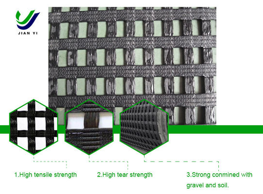 A grade geogrid de poliéster de malha tem boa resistência à erosão química e ao envelhecimento ambiental