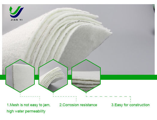100g-800g/M2 Geotextil de fibras de base com elevada permeabilidade à água Filtração de drenagem Melhorar a qualidade do projeto e reduzir os custos de construção
