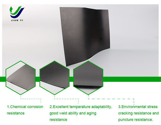 Geomembrana lisa HDPE de permeabilidade ultra-baixa com resistência à corrosão química e alongamento de 700% para lagoas de rejeitos de minas