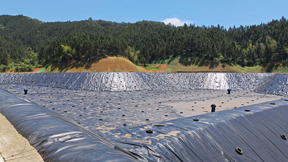 Excelente resistência química Geomembrana de HDPE para instalação de soldagem em cunha quente em projetos de lagoa de ajuste de brilho