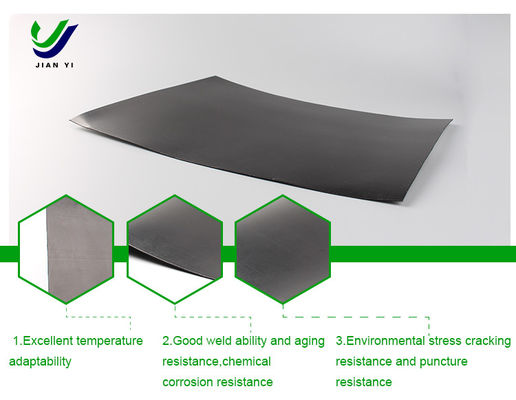 Solução de gestão de rejeitos Geomembrana lisa de HDPE com excelente resistência química e resistência a altas temperaturas