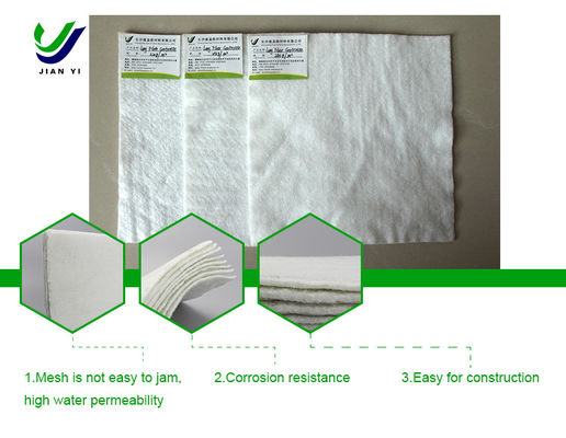 Geotextil de fibra de grapa de peso leve e branco com excelente função de filtragem