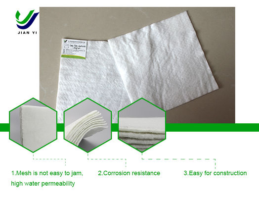 Resistência à radiação UV Fibra curta branca Geotextil Resistência de engenharia para trabalhos de terra Material durável e estabilizador do solo