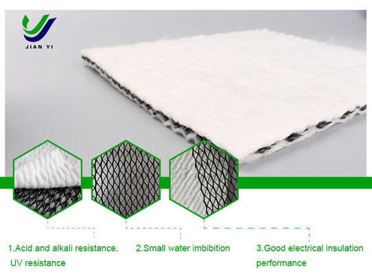 Rede de drenagem composta 3D com alta resistência à tração ≥ 16kN/m, excelente resistência aos raios UV e projeto anti-obstrução para aplicações em aterros sanitários e em estradas